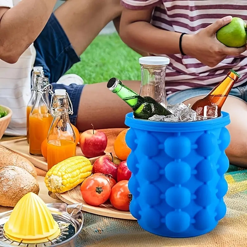 2-in-1 Ice Ball Maker Cup | Silicone Ice Cube Mold & Storage Container